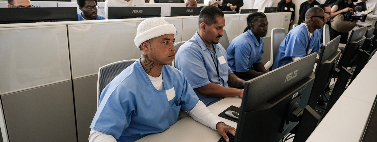 Chris Schuhmacher at The Last Mile Demo Day in San Quentin Rehabilitation Center